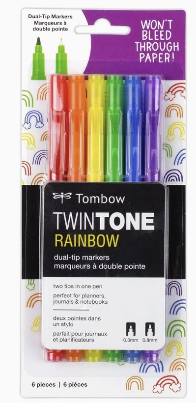 Tombow TwinTone Marker Set - Rainbow 6pk