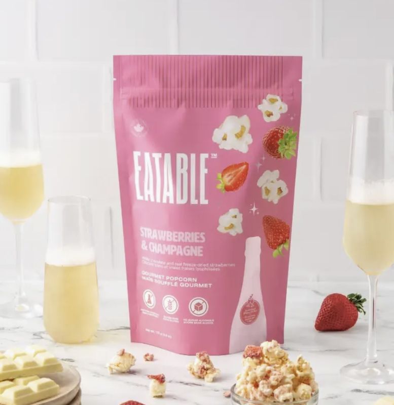 Eatable Popcorn - Strawberries and Champagne