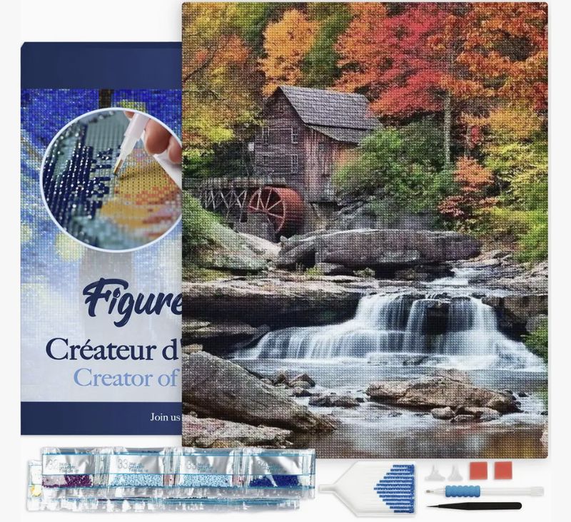 Figured'Art 16x20 Framed - Mountain Cabin and Cascade