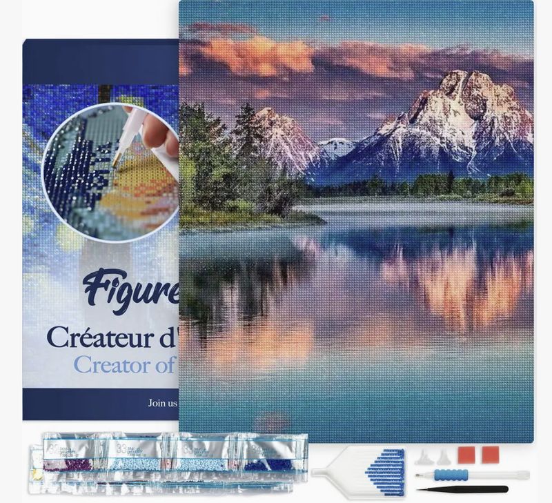 Figured'Art 16x20 Framed - Mountain Landscape and Lake