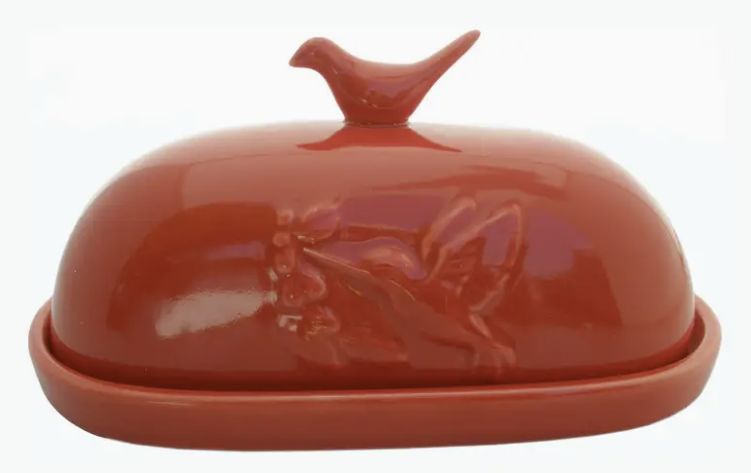 JBK Hummingbird Butter Dish - Red