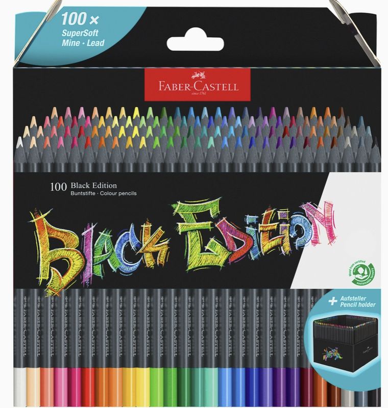 Faber-Castell Super Soft Black Edition Color Pencils Classic 100pc