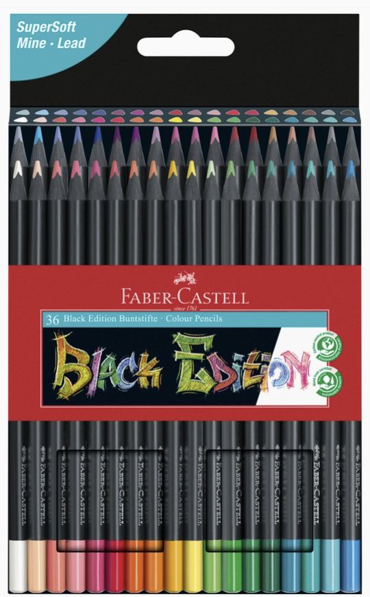 Faber-Castell Super Soft Black Edition Color Pencils Classic 36pc