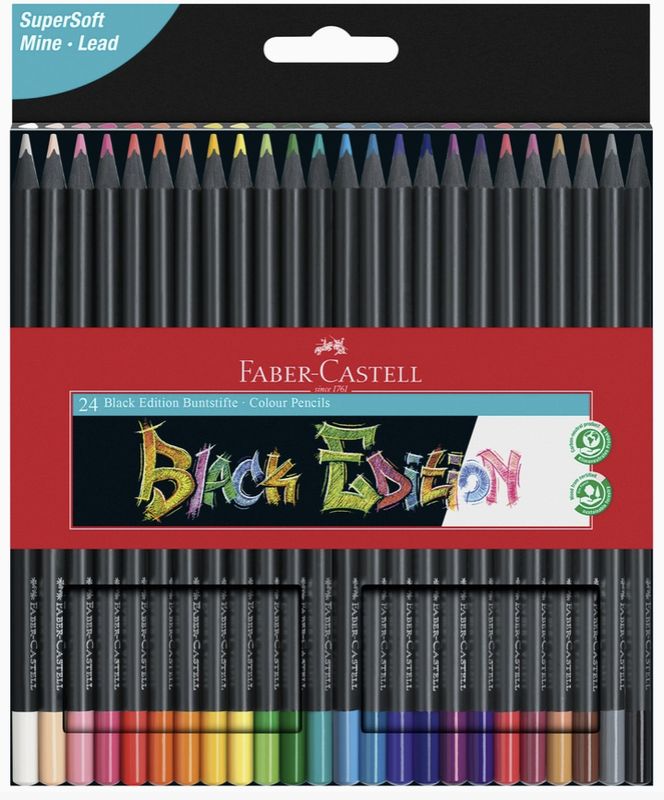 Faber-Castell Super Soft Black Edition Color Pencils Classic 24pc