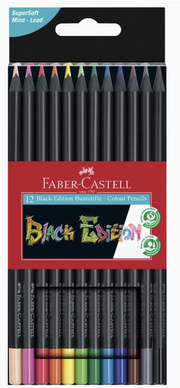Faber-Castell Super Soft Black Edition Color Pencils Classic 12pc