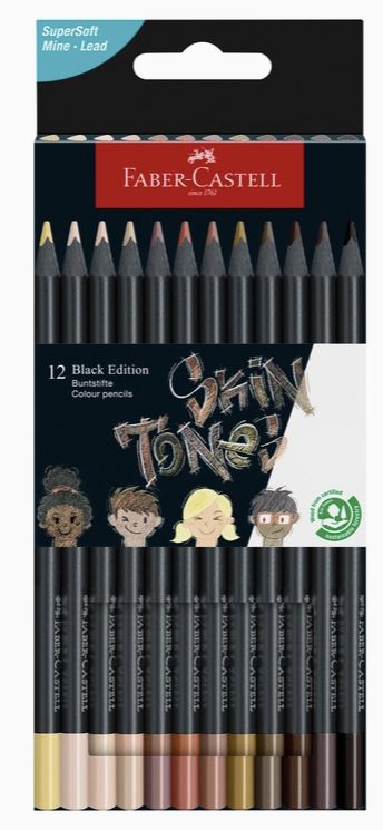 Faber-Castell Super Soft Black Edition Color Pencils Skin Tones 12pc