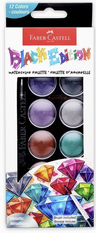 Faber-Castell Black Edition Watercolor Cakes 12pk Metallic Colors
