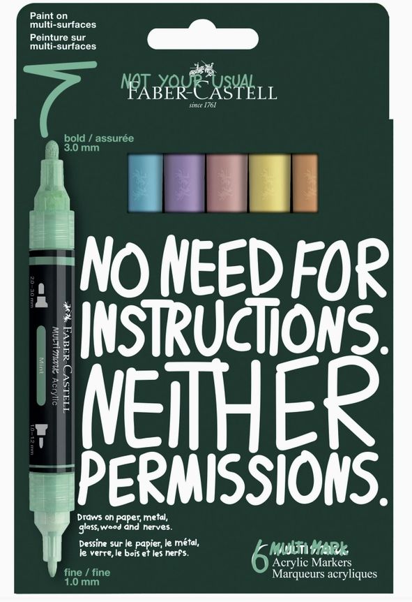 Faber-Castell Multimark Acrylic Marker 6pk Pastel