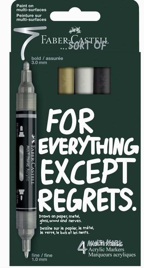 Faber-Castell Multimark Acrylic Marker 4pk Classics