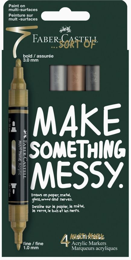 Faber-Castell Multimark Acrylic Marker 4pk Metallic
