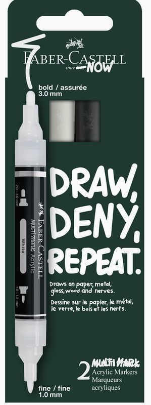Faber-Castell Multimark Acrylic Marker 2pk Black and White