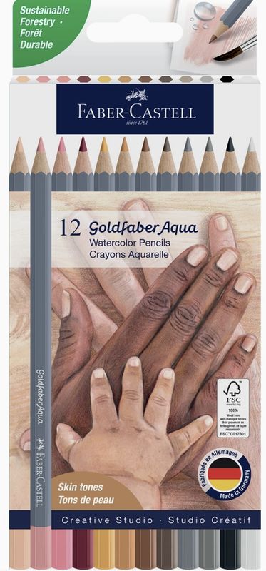 Faber-Castell Goldfaber Aqua Watercolor Pencils 12pk Skin Tones