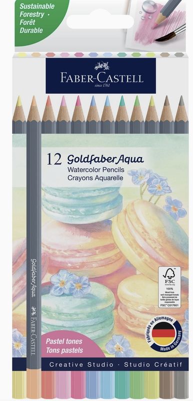 Faber-Castell Goldfaber Aqua Watercolor Pencils 12pk Pastel Colors