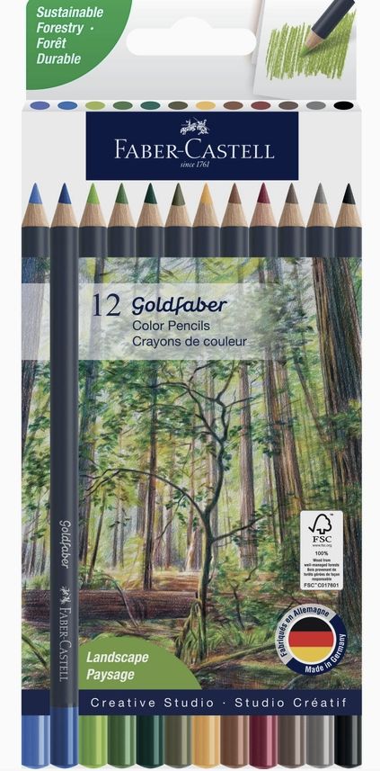 Faber-Castell Goldfaber Aqua Watercolor Pencils 12pk Landscape Colors