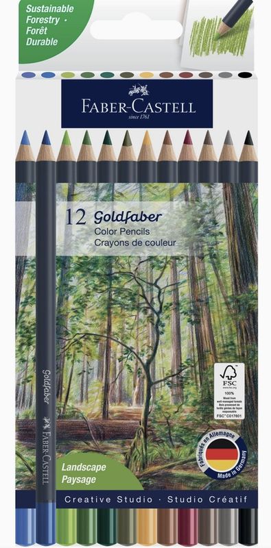 Faber-Castell Goldfaber Aqua Watercolor Pencils 12pk Landscape Colors