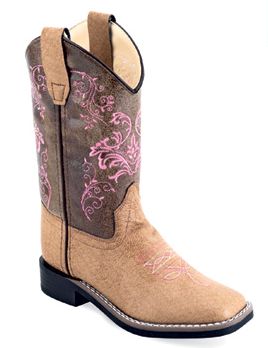 Kids Western Boot Brn/Pnk