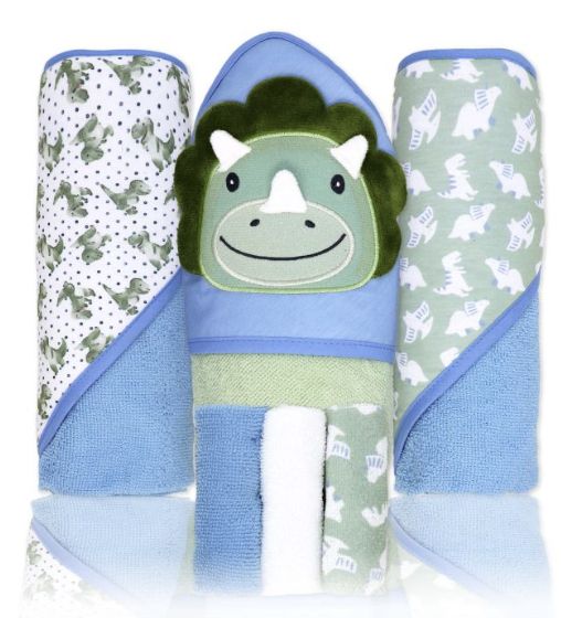 Dino Hooded Towel and Washcloth Set 6pc