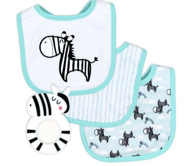 Zebra Bib and Teether 3pc