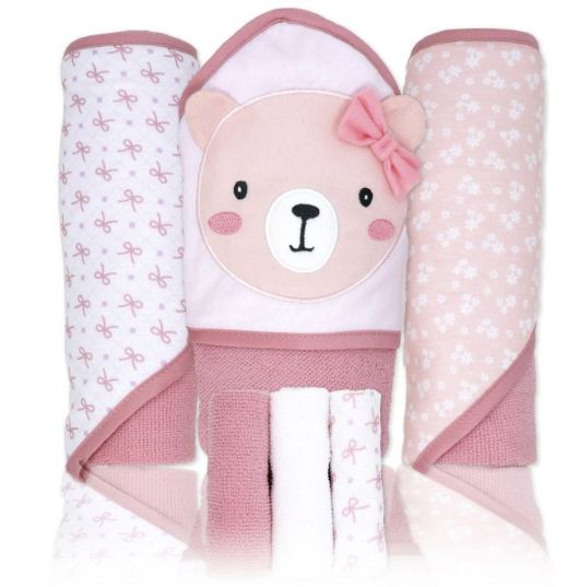Bear Hooded Towel and Washcloth Set 6pc
