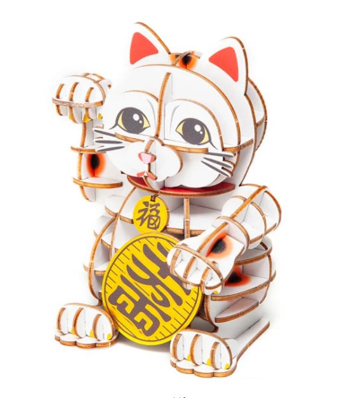 Wooden Art wa-gu-mi Lucky Cat Color Version