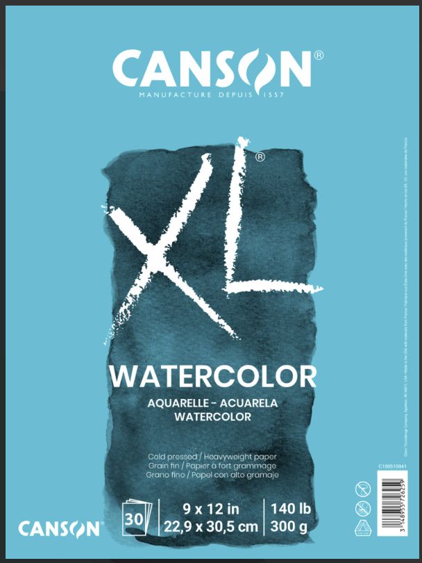 Canson XL Watercolor Pad 140lb 9x12" 30Sheet