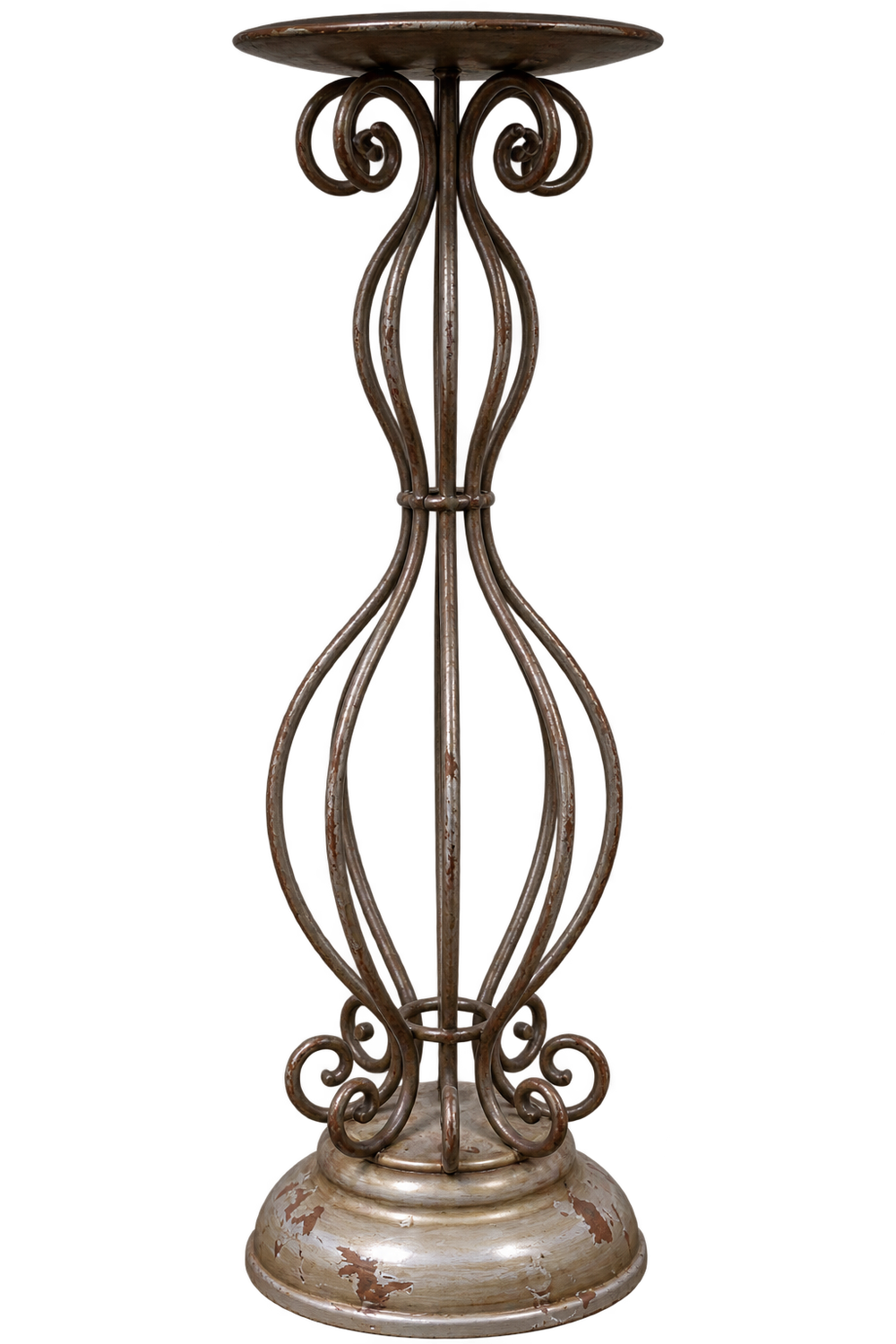 Distressed Metal Pillar Candle Holder
