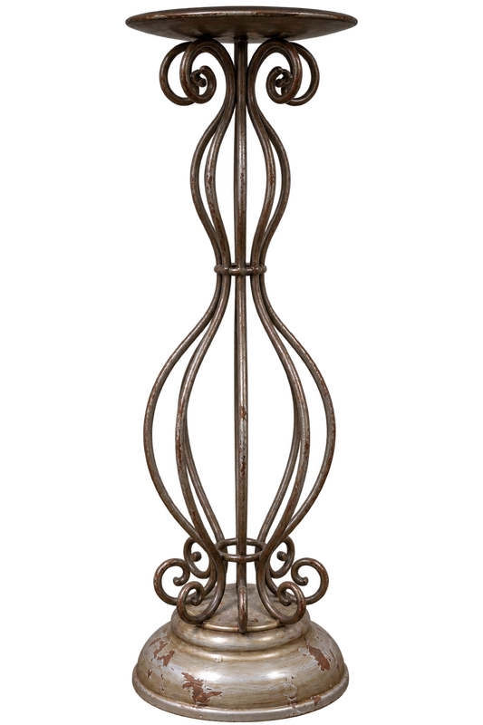 Distressed Metal Pillar Candle Holder