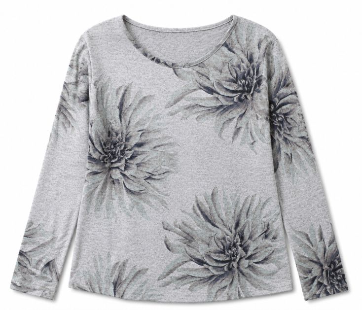 Kleio Grey Floral Bling Top