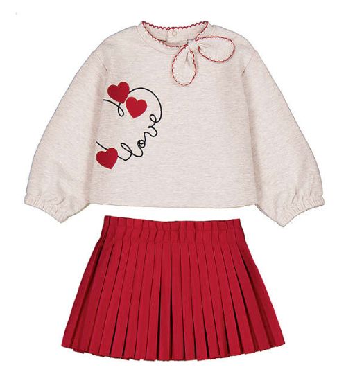 MYRL Red Pleat Skirt Set