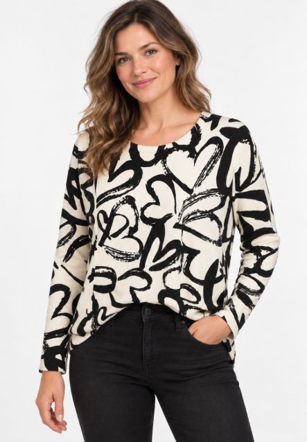 Moffi Heart Print Sweater