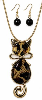Leopard Cat Necklace and Earing Set