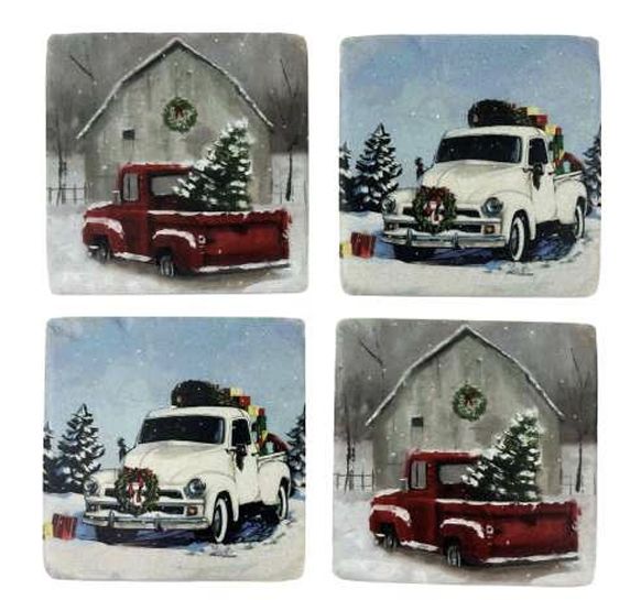 Christmas Truck Coaster Set