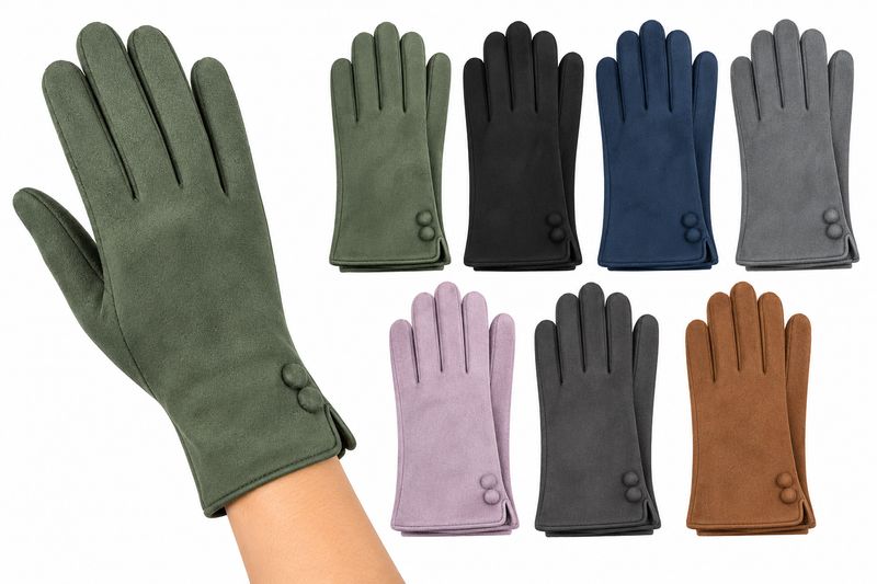 Soft Feel Button Gloves