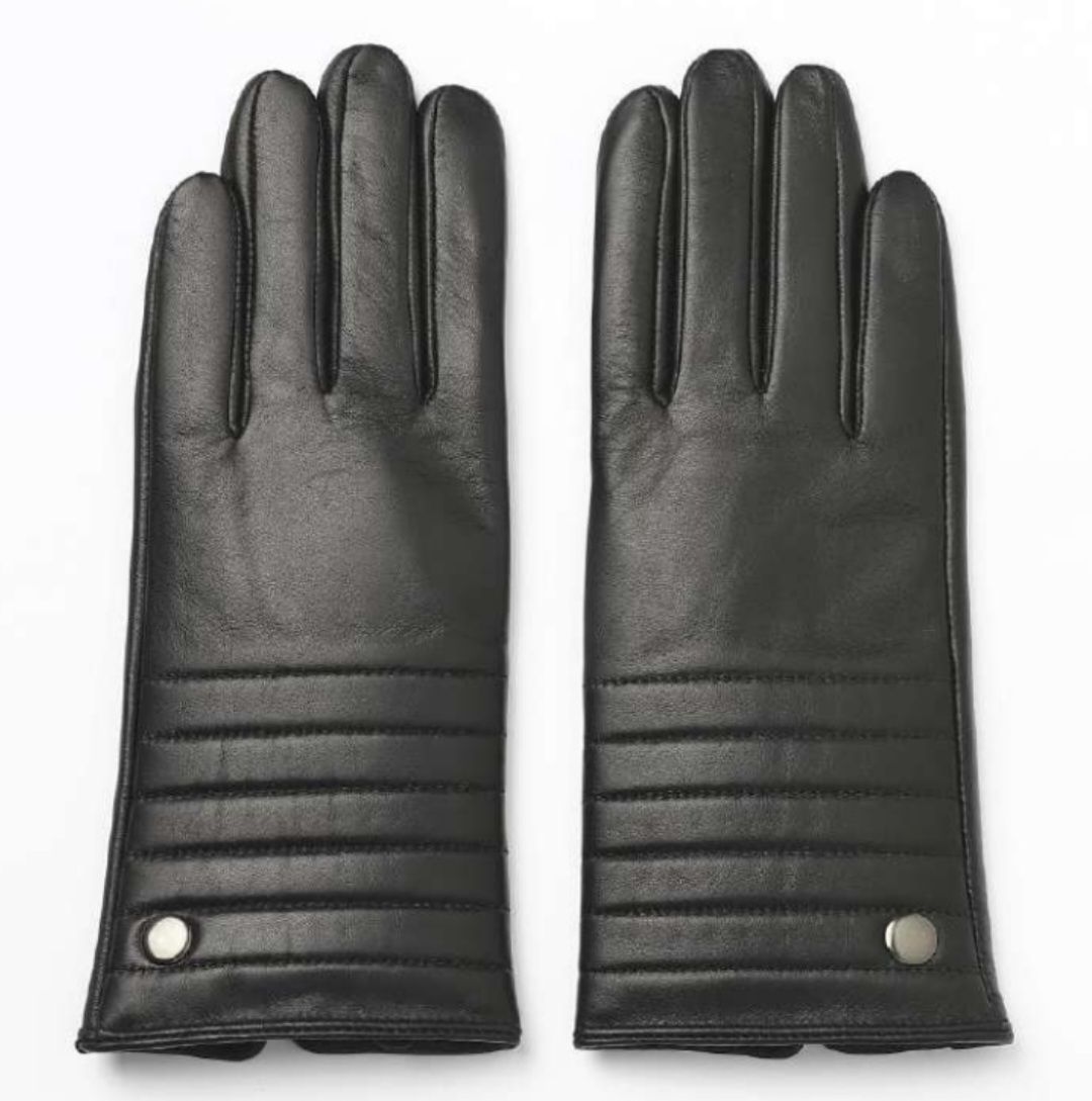 Leather Snap Detail Gloves