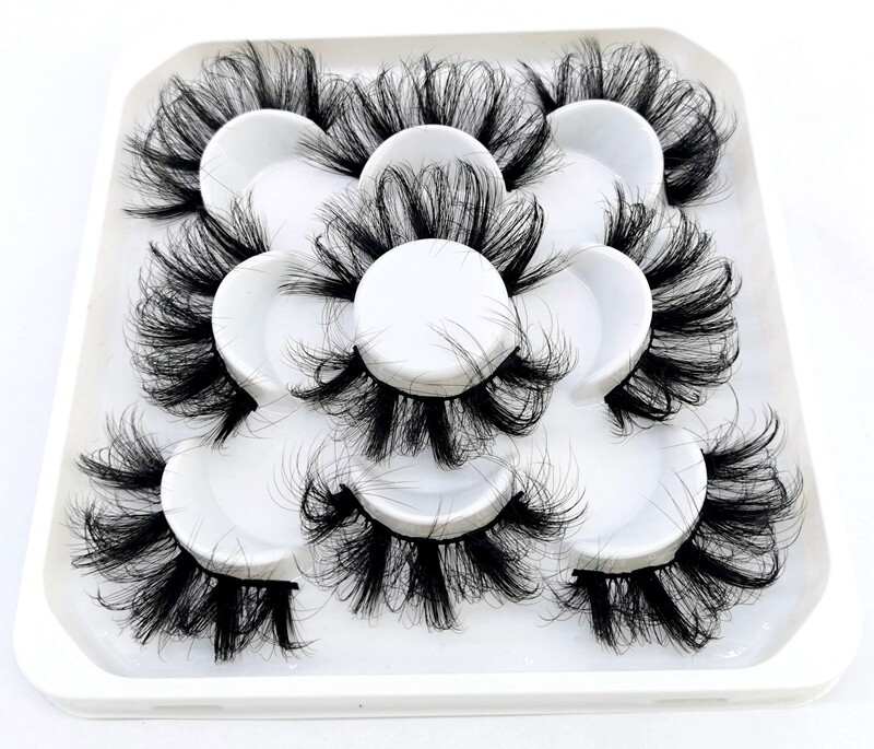 New 5Pairs 25mm 3D Mink Lashes Bulk Faux with Custom Box