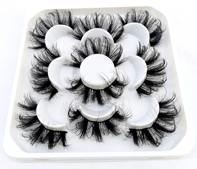 New 5Pairs 25mm 3D Mink Lashes Bulk Faux with Custom Box