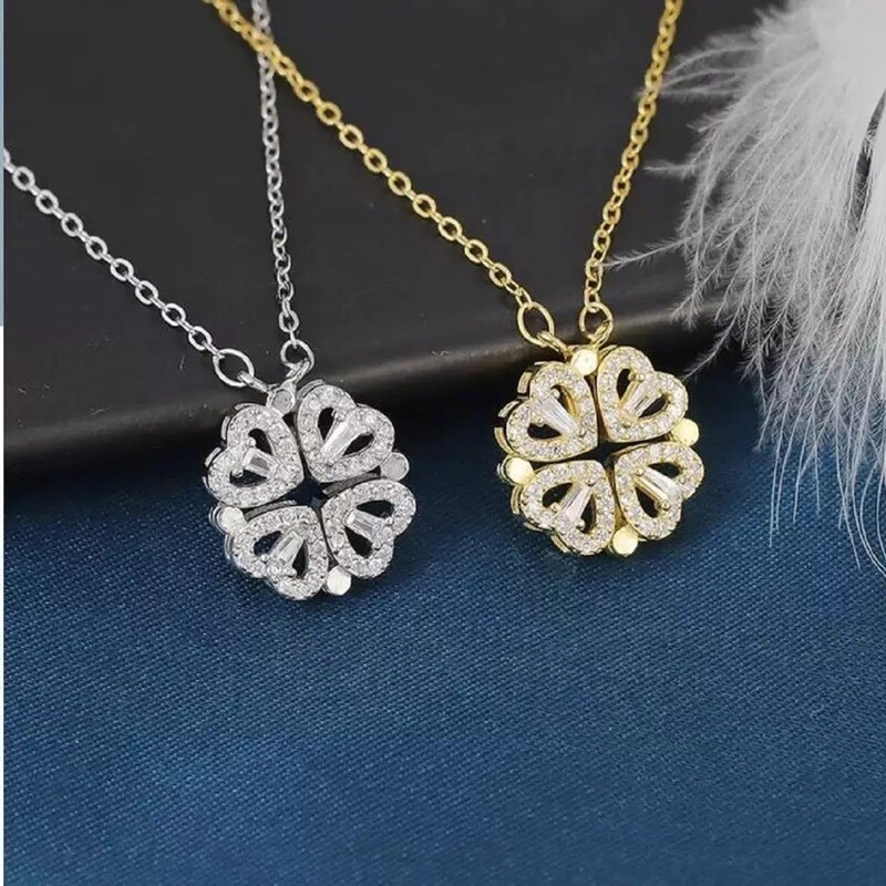Heart Shaped Clover Magnetic Pendant Necklace