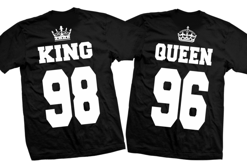 1 T-shirt KING + 1 T-shirt QUEEN  con stampa dei numeri a scelta