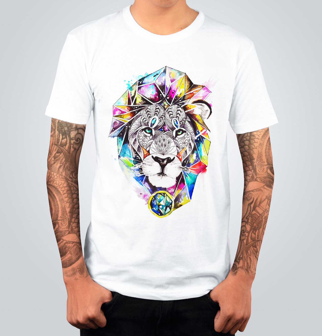 T-shirt COLORFUL LION Bianca