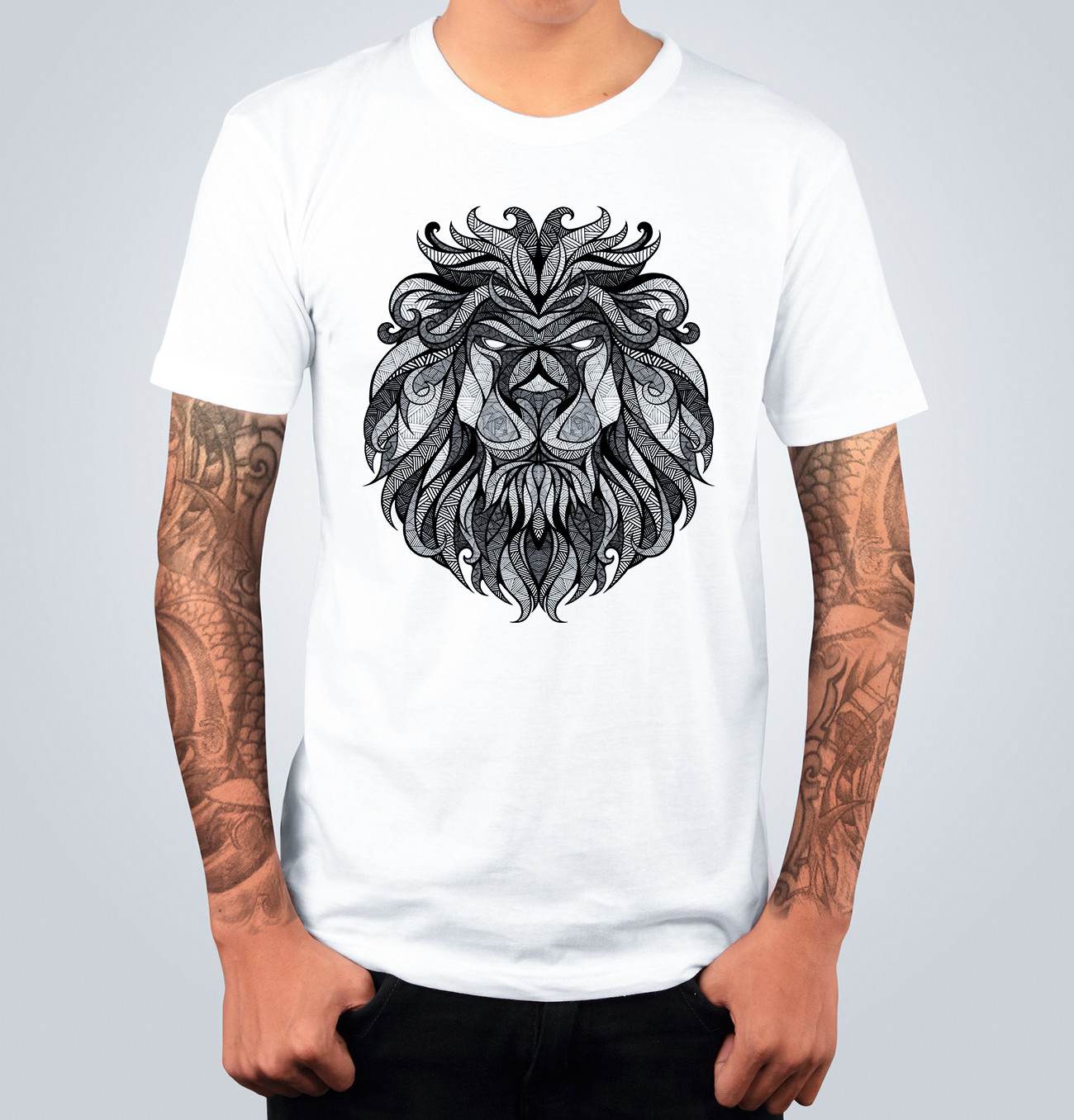 T-shirt LION DRAWING Bianca