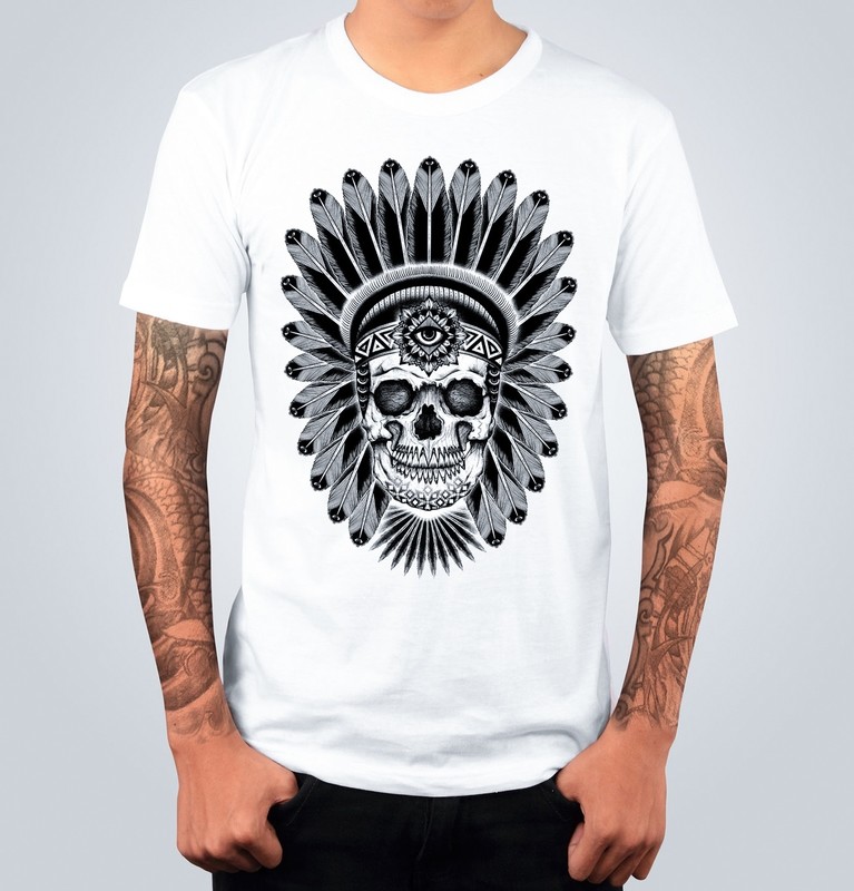 T-shirt INDIAN SKULL Bianca