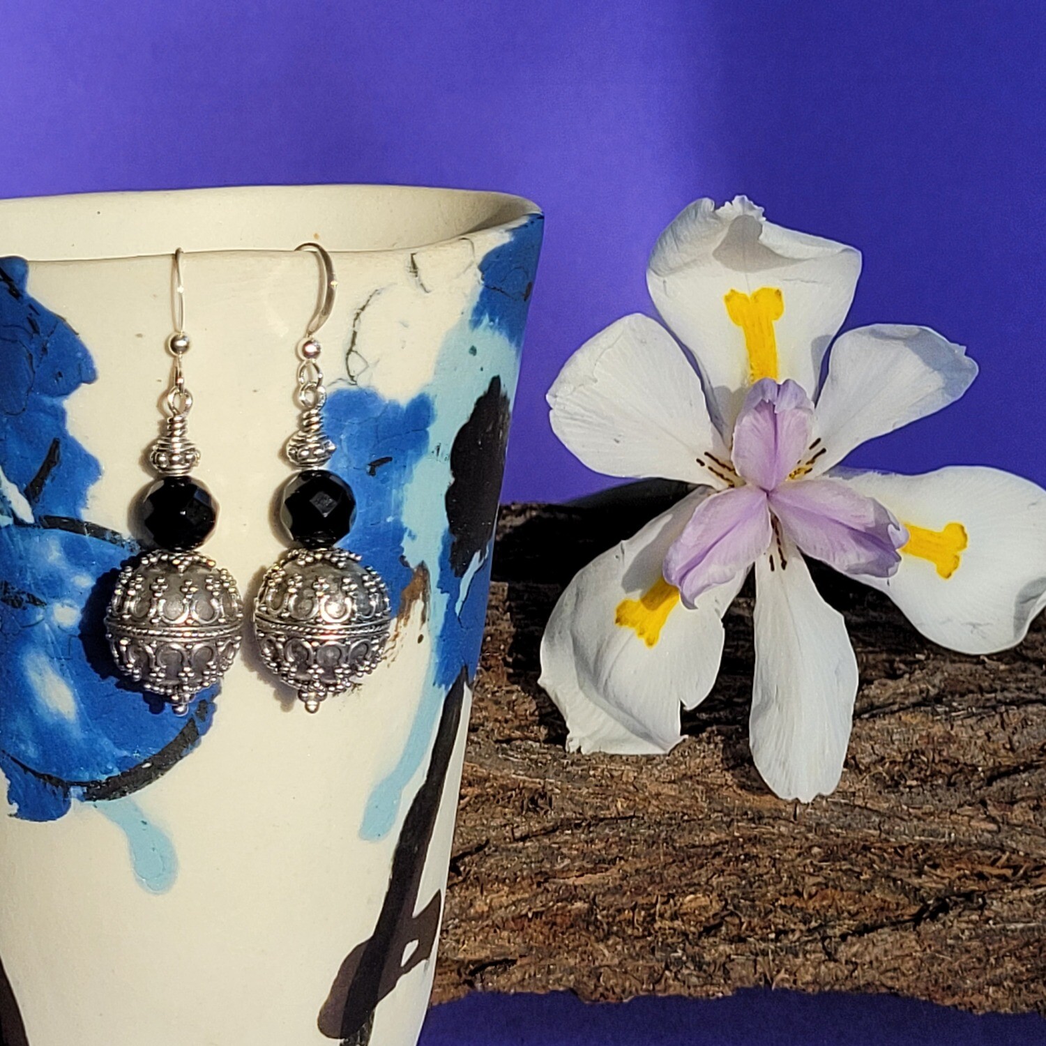 Black Onyx and Sterling Silver Earrings