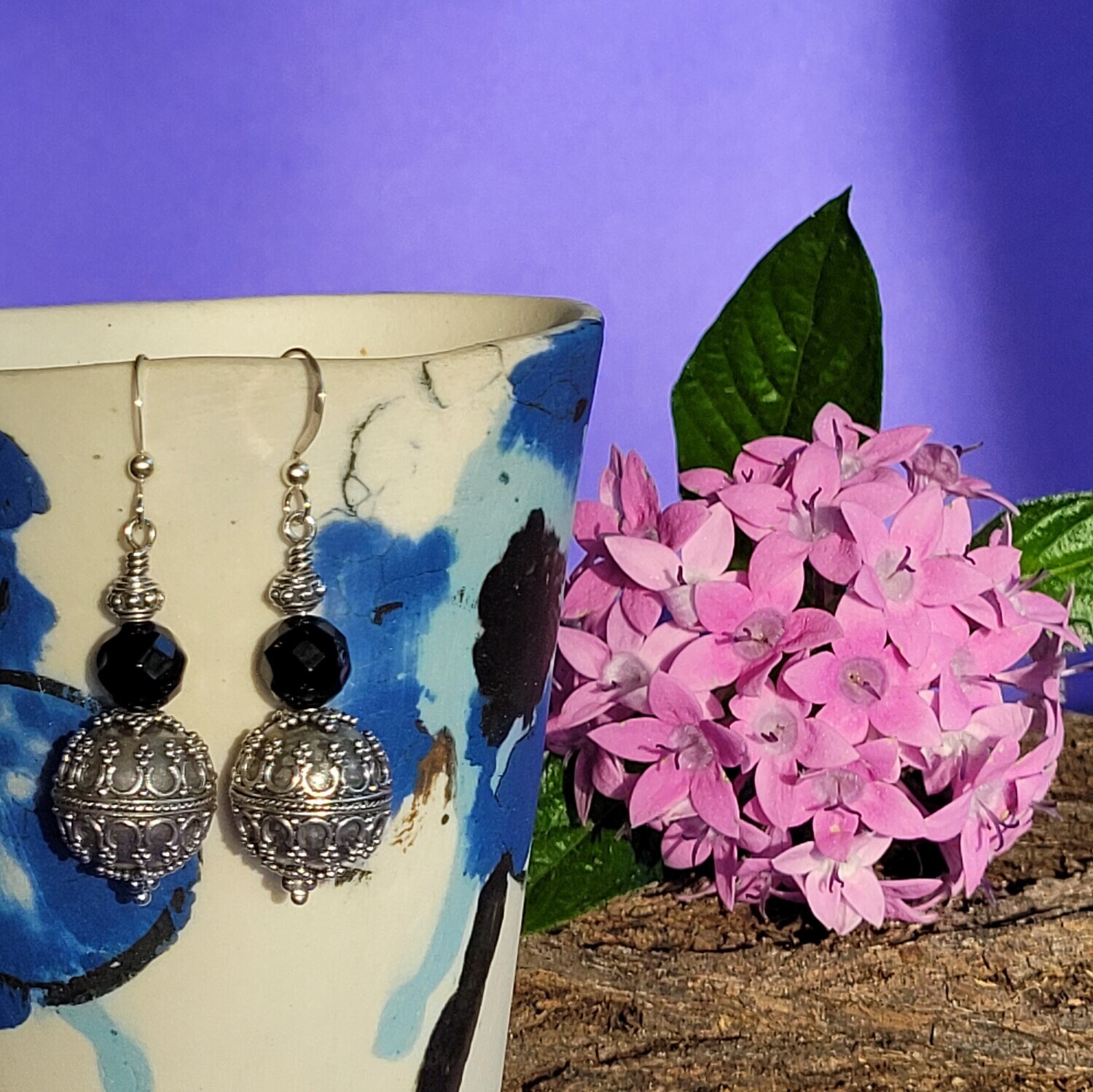 Black Onyx and Sterling Silver Earrings