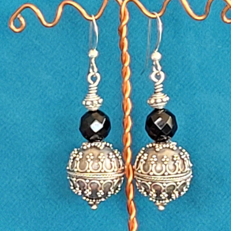 Black Onyx and Sterling Silver Earrings