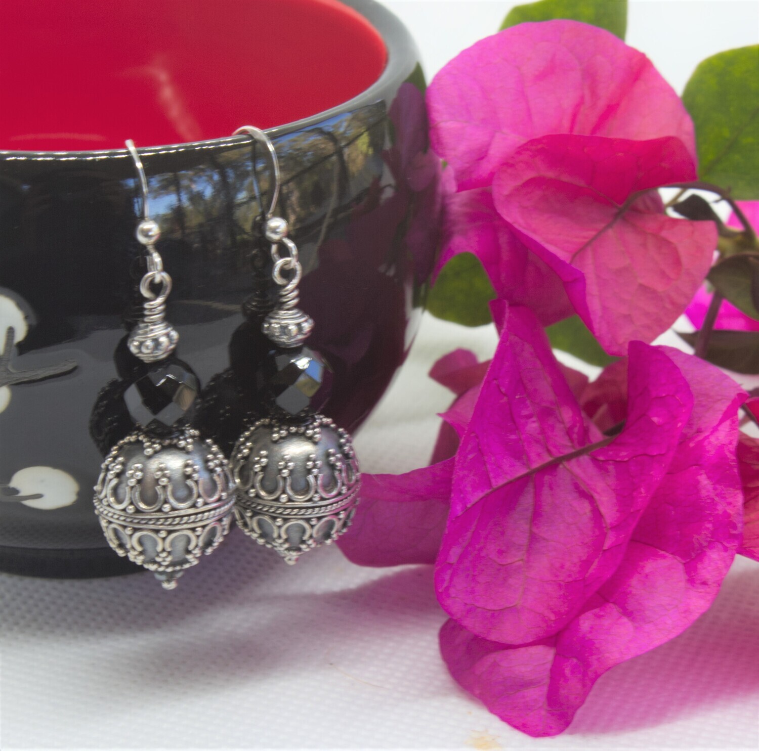 Black Onyx and Sterling Silver Earrings