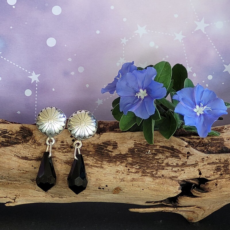 Sterling Silver Flower and Swarovski Crystal Earrings