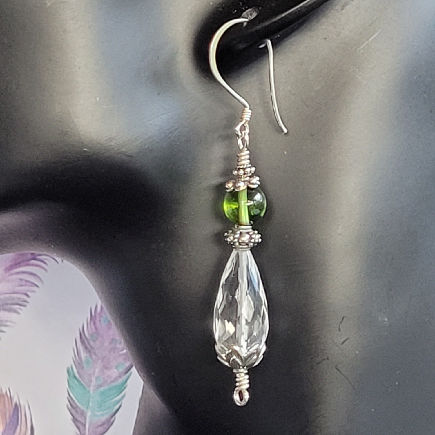 Peridot and Clear Quartz Sterling Silver Earrings