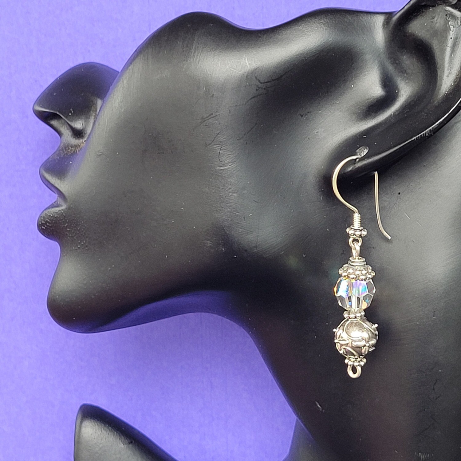 AB Swarovski Crystal and Sterling Silver Flower Earrings