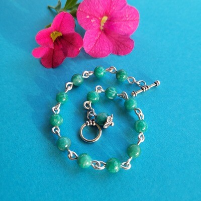 Amazonite and Sterling Silver Linked Bracelet
