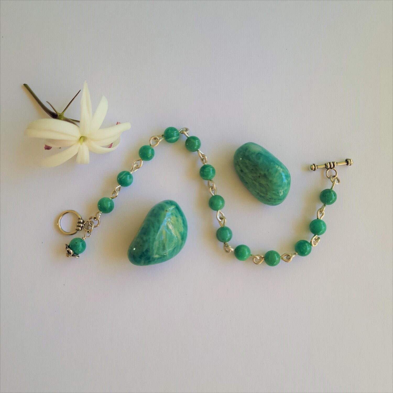 Amazonite and Sterling Silver Linked Bracelet